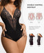 Elegant Lace  Support Deep Plunge Thong Bodysuit - QOU